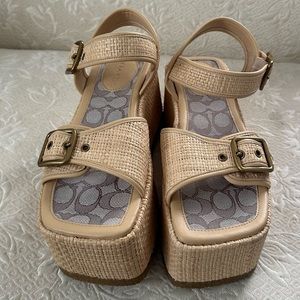 New Coach Rattan Platform Sandals